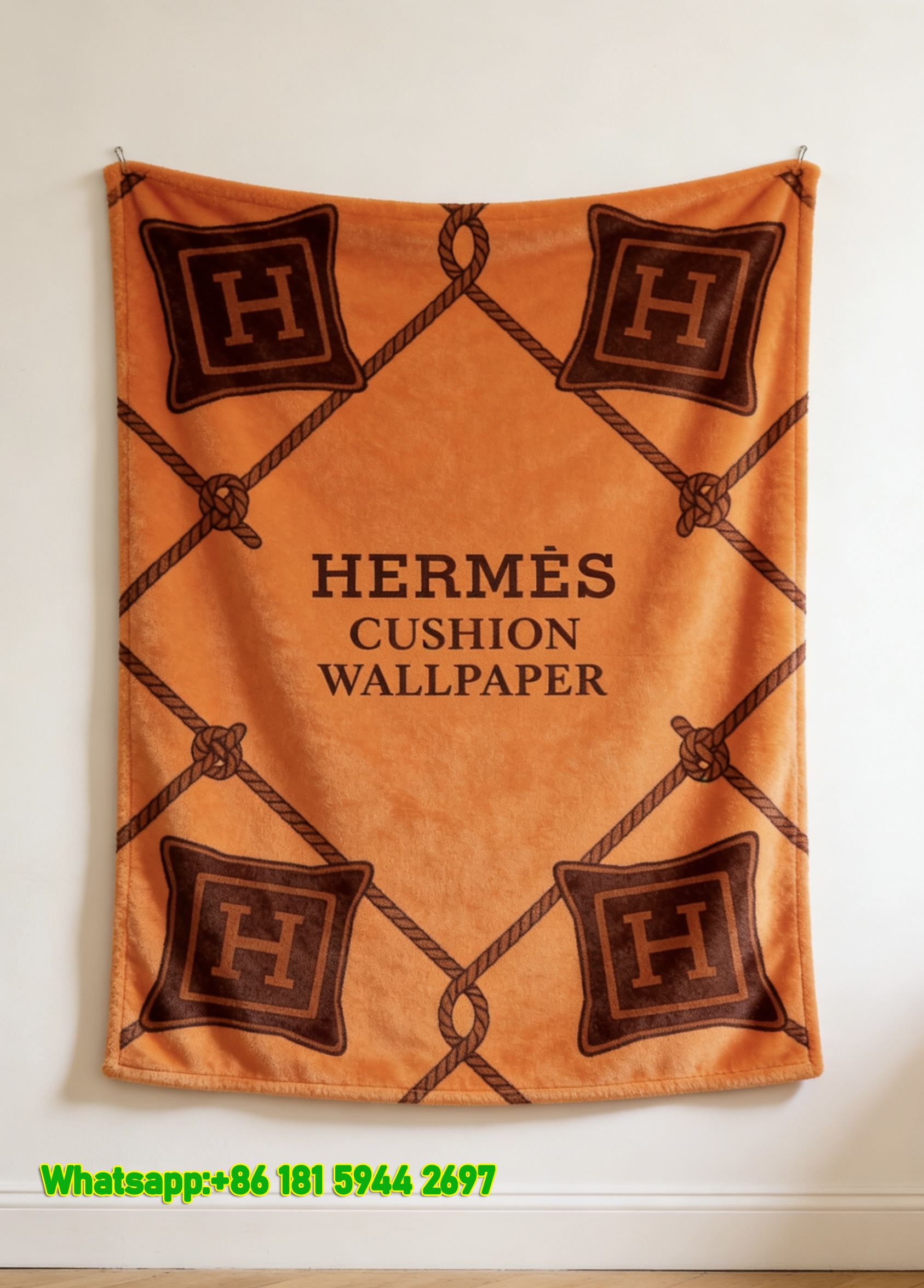 Luxury Hermès Cushion Pattern Flannel Throw Blanket IMG_5113